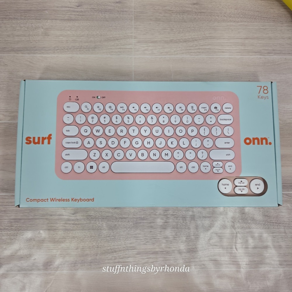 NIB Surf Onn 78 Key Pink Compact Wireless Keyboard Box USB Dongle With Batteries